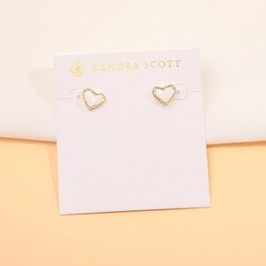 NEW Kendra Scott Ari Heart Gold Ivory Mother-Of-Pearl Stud Earrings